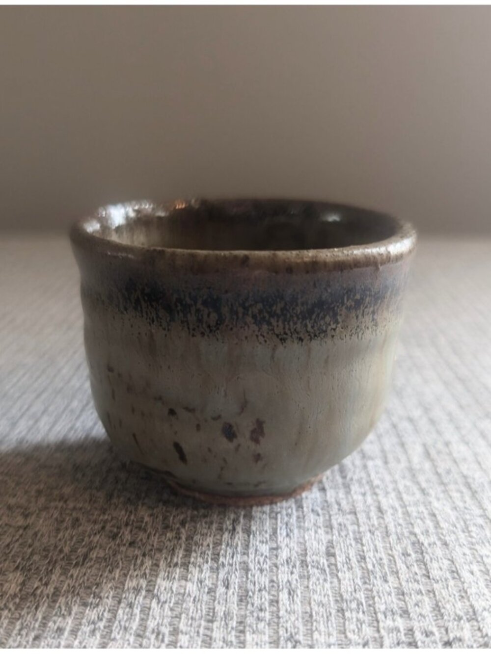 Small Glazed Stoneware Cup/Trinket Bowl in Green and Brown, VGC